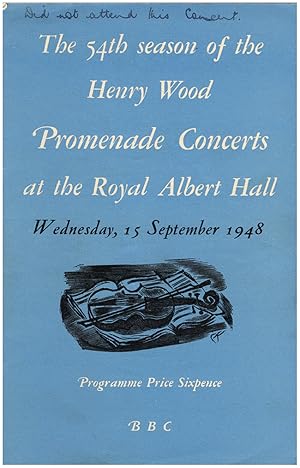 BBC Presents Henry Wood Promenade Concerts: Wednesday, 15 September 1948 and Saturday 8 September...