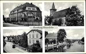 Ansichtskarte / Postkarte Hamburg Harburg Neuenfelde, Kirche, Straßenpartie, Ortspartie
