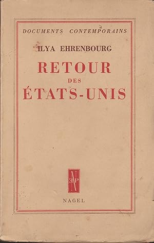 Seller image for RETOUR DES ETATS UNIS for sale by Librairie l'Aspidistra