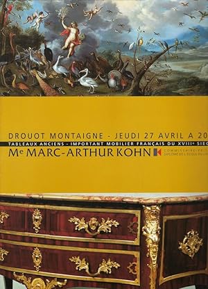 Seller image for Vente aux enchres publiques jeudi 27 avril 2000, Paris, Drouot-Montaigne Tableaux anciens, important mobilier franais du XVIIIe sicle for sale by Librairie Archaion