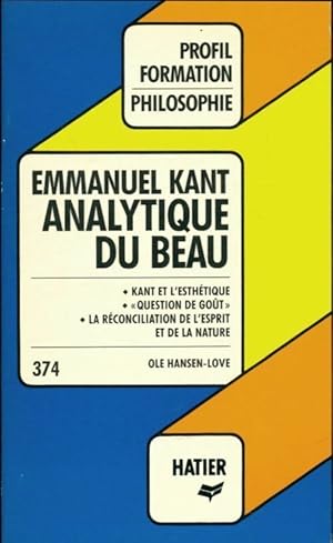 Bild des Verkufers fr Analytique du beau - Emmanuel Kant zum Verkauf von Book Hmisphres