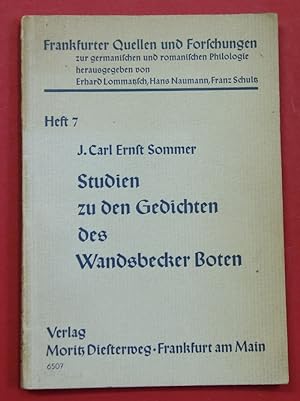 Seller image for Studien zu den Gedichten des Wandsbecker Boten. (Frankfurter Quellen und Forschungen : Heft 7). for sale by Antiquariat Martin Barbian & Grund GbR