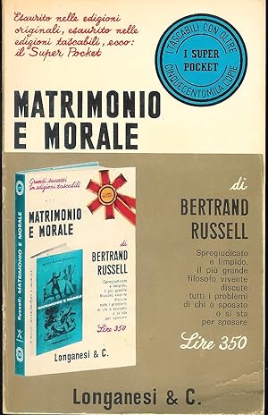 Immagine del venditore per Matrimonio e Morale venduto da MULTI BOOK