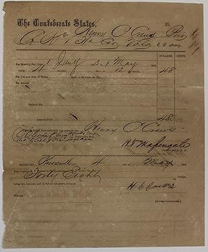 PRINTED DOCUMENT, COMPLETED IN MANUSCRIPT, AWARDING $48 PAY TO PRIVATE HENRY C. CREWS OF COMPANY ...