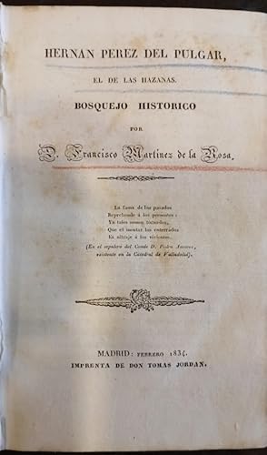 Imagen del vendedor de Hernn Prez del Pulgar el de las hazaas. Bosquejo histrico a la venta por Libreria Anticuaria Camino de Santiago