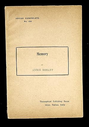 Memory (Adyar Pamphlets No. 103)