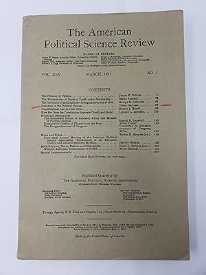 The American Political Science Review - Vol. XLV, March, 1951, No.1