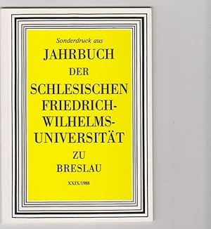 Seller image for Die "Leipziger Rogerglosse" und die "Hbsch Chirurgia" des Niklas vom Mumpelier; Eine Konkordanz zu zwei Denkmlern altschlesischer Literatur des 14. Jahrhunderts; Sonderdruck aus: Jahrbuch der Schlesischen Friedrich-Wilhelms-Universitt zu Breslau. XXIX/ 1988 for sale by Elops e.V. Offene Hnde