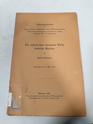 Bild des Verkufers fr Neu aufgefundene lateinische Werke deutscher Mystiker. zum Verkauf von Antiquariat Bookfarm