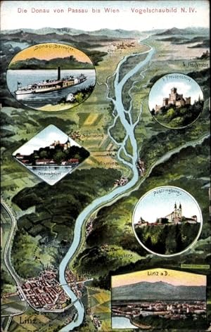Landkarten Ansichtskarte / Postkarte Felle, Eugen, Linz an der Donau Oberösterreich, Urfahr, Pöst...