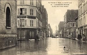 Ansichtskarte / Postkarte Levallois Perret Hauts de Seine, Crue de la Seine, Janvier 1910, La Rue...