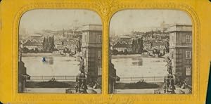 Halt gegen das Licht Stereo Foto Praha Prag, Karl IV Denkmal, Moldaupartie