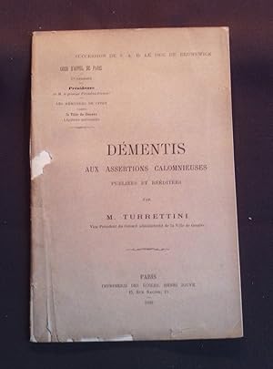 Seller image for Dmentis aux assertions calomnieuses publies et rdites for sale by Librairie Ancienne Zalc