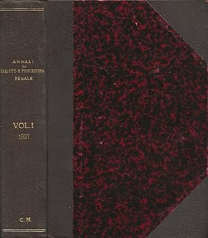 Seller image for Annali di Diritto e Procedura Penale. Vol. I: Anno VI - 1937-XVI for sale by Biblioteca di Babele