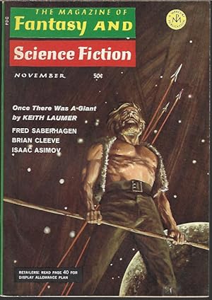 Seller image for The Magazine of FANTASY AND SCIENCE FICTION (F&SF): November, Nov. 1968 for sale by Books from the Crypt