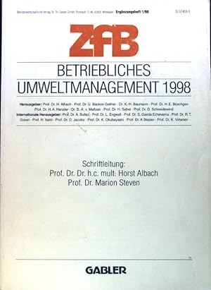 Seller image for Betriebliches Umweltmanagement 1998; Zeitschrift fr Betriebswirtschaft / Ergnzungsheft ; 1998,1; for sale by books4less (Versandantiquariat Petra Gros GmbH & Co. KG)