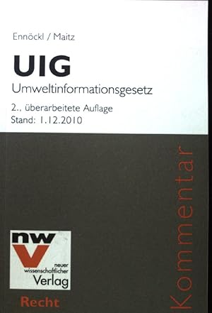Immagine del venditore per UIG : Umweltinformationsgesetz. Recht : Kommentar; venduto da books4less (Versandantiquariat Petra Gros GmbH & Co. KG)