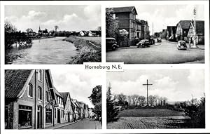 Bild des Verkufers fr Ansichtskarte / Postkarte Horneburg im Alten Land, Straenpartie, Flusspartie, Ortspartie, Ehrenmal zum Verkauf von akpool GmbH