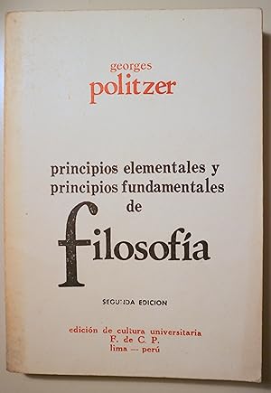 Bild des Verkufers fr Principios elementales y principios fundamentales de FILOSOFA - Lima 1969 zum Verkauf von Llibres del Mirall