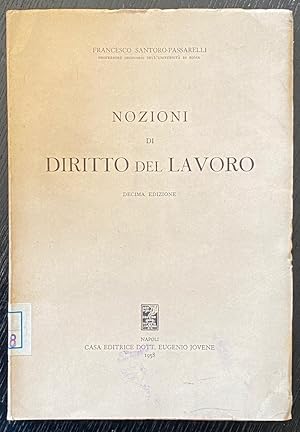 Immagine del venditore per NOZIONI DI DIRITTO DEL LAVORO venduto da Fbula Libros (Librera Jimnez-Bravo)