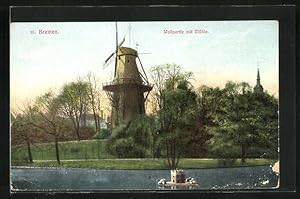 Bild des Verkäufers für Ansichtskarte Bremen, Wallpartie mit Windmühle zum Verkauf von Bartko-Reher