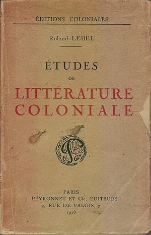 Immagine del venditore per Etudes de Littrature coloniale venduto da Mimesis