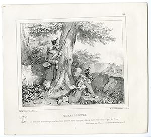 Bild des Verkufers fr Antique Print-SOLDIERS-ATTACK-WAR-PATIENCE-ALPHABET-PL.20-Charlet-1835 zum Verkauf von Pictura Prints, Art & Books