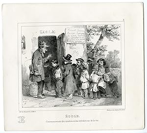 Bild des Verkufers fr Antique Print-SCHOOL-CHILDREN-TEACHER-ALPHABET_PL.5-Charlet-1835 zum Verkauf von Pictura Prints, Art & Books