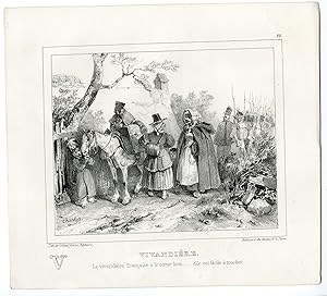 Antique Print-WOMEN-HELPING-SOLDIERS-WAR-ALPHABET-PL.22-Charlet-1835