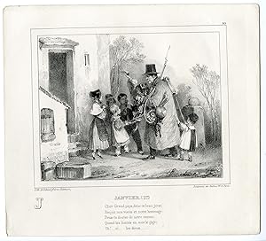 Bild des Verkufers fr Antique Print-GRANDFATHER-CHILDREN-NEWYEAR-WISHES-ALPHABET-PL.10-Charlet-1835 zum Verkauf von Pictura Prints, Art & Books
