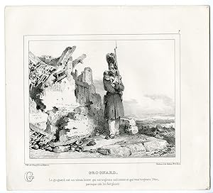 Bild des Verkufers fr Antique Print-SOLDIERS-GRUMPY-OLD-MAN-LANDSCAPE-ALPHABET_PL.7-Charlet-1835 zum Verkauf von Pictura Prints, Art & Books