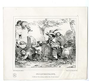 Bild des Verkufers fr Antique Print-BOGEYMAN-DEVOUR-CHILDREN-ALPHABET_PL.3-Charlet-1835 zum Verkauf von Pictura Prints, Art & Books