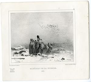 Antique Print-SOLDIERS-WALKING-COLD-WINTER-ALPHABET-PL.13-Charlet-1835