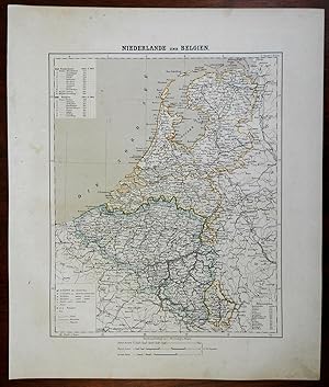 Low Countries Netherland Belgium Holland 1874 Flemming detailed large map