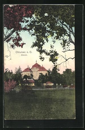 Ansichtskarte Chlumec nad Cidlinou, Zàmek, Blick zum Schloss