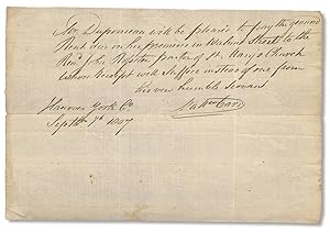 [1807 Manuscript Document requesting Patriot attorney Peter S. Du Ponceau to pay his law office r...