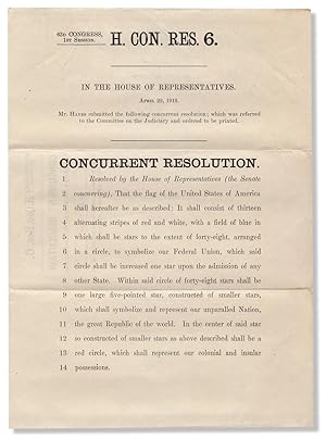 [History of the American Flag:] 63d Congress, 1st Session. H. Con. Res. 6. In the House of Repres...