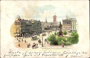 Imagen del vendedor de Litho Berlin Mitte, Alexanderplatz, Taxameter, Straenbahn a la venta por akpool GmbH