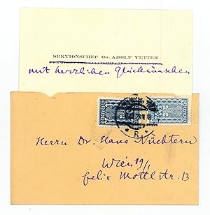 Bild des Verkufers fr Eigenh. Visitenkarte. zum Verkauf von Antiquariat INLIBRIS Gilhofer Nfg. GmbH