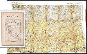 Bird's Eye Map c1915 France Region of Hazebrouck. Carte-Plan vol d'oiseau No 2 Lille. Tableau D'A...