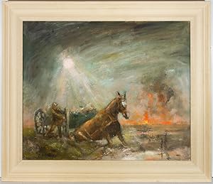 Ronald Olley (b.1923) - Signed & Framed c. 2000 Oil, Horses Slain in Mud