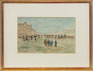 Henri Lafarge de Gaillard - 1898 Watercolour, Lancers March, Military Parade
