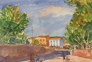 Seller image for Ronald Olley (b.1923) - Signed 1999 Watercolour, Summer Street Scene for sale by Sulis Fine Art