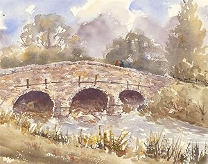 Imagen del vendedor de John A. Case - Contemporary Watercolour, Bridge Landscape a la venta por Sulis Fine Art