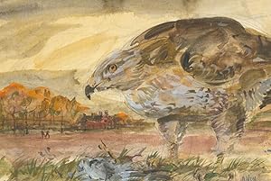 Ronald Olley (b.1923) - c. 2000 Watercolour, The Eagle and Prey