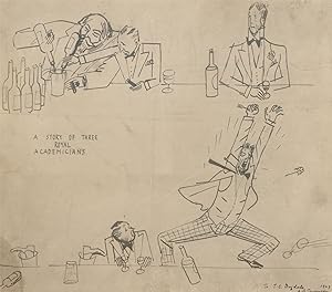 Alfred Reginald Thomson RA (1895-1979) - 1929 Pen Drawing, Three Academicians