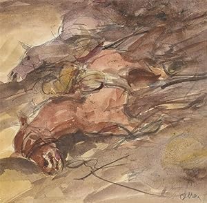 Seller image for Ronald Olley (b.1923) - Signed c. 2000 Watercolour, Dying Horses for sale by Sulis Fine Art