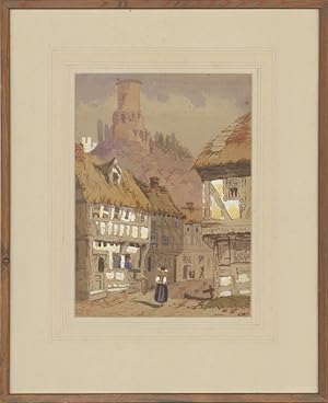 K.M.S - Early 20th Century Watercolour, Elizabethan Street Scene