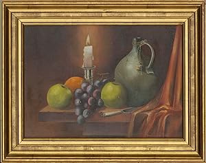 Rosalind De Vere - Framed 20th Century Oil, Classical Still Life with Candle