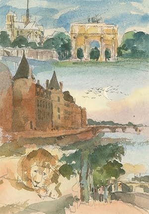 Seller image for Ronald Olley (b.1923) - c. 2000 Watercolour, Parisian Landmarks for sale by Sulis Fine Art